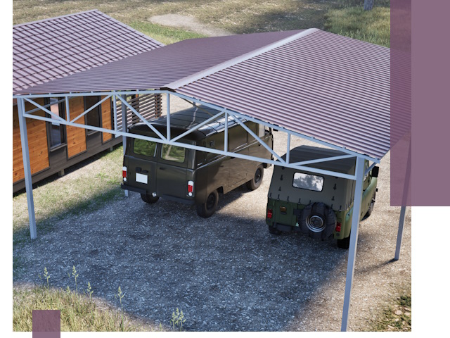 Двускатные навесы под ключ в Евпатории — изготовление и монтаж